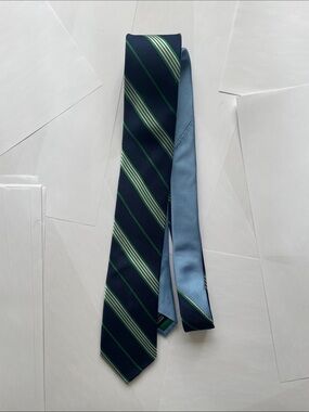 Tommy Hilfiger Navy Tie with Light Blue and Green Stripes